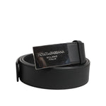 Dolce & Gabbana Black Leather Classic Metal Logo Buckle Belt BEL9268-90