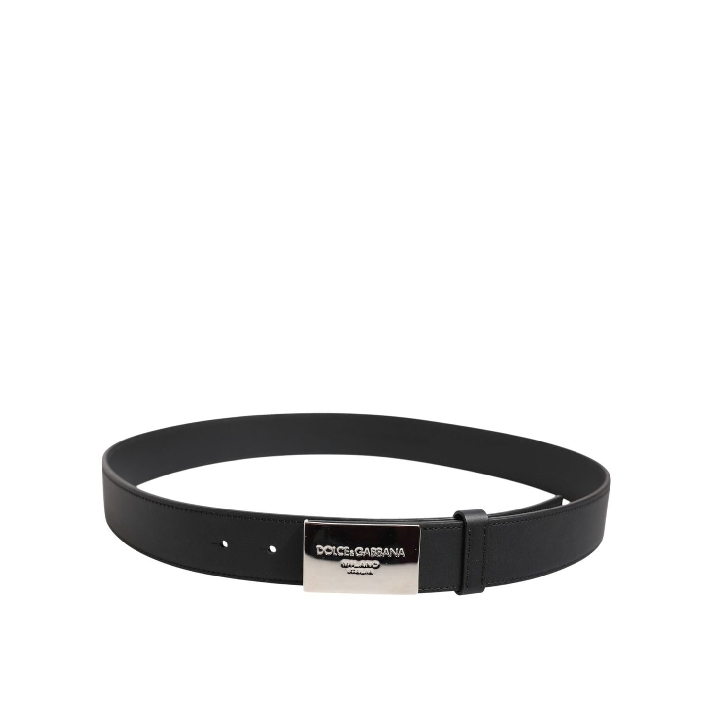 Dolce & Gabbana Black Leather Classic Metal Logo Buckle Belt BEL9268-90