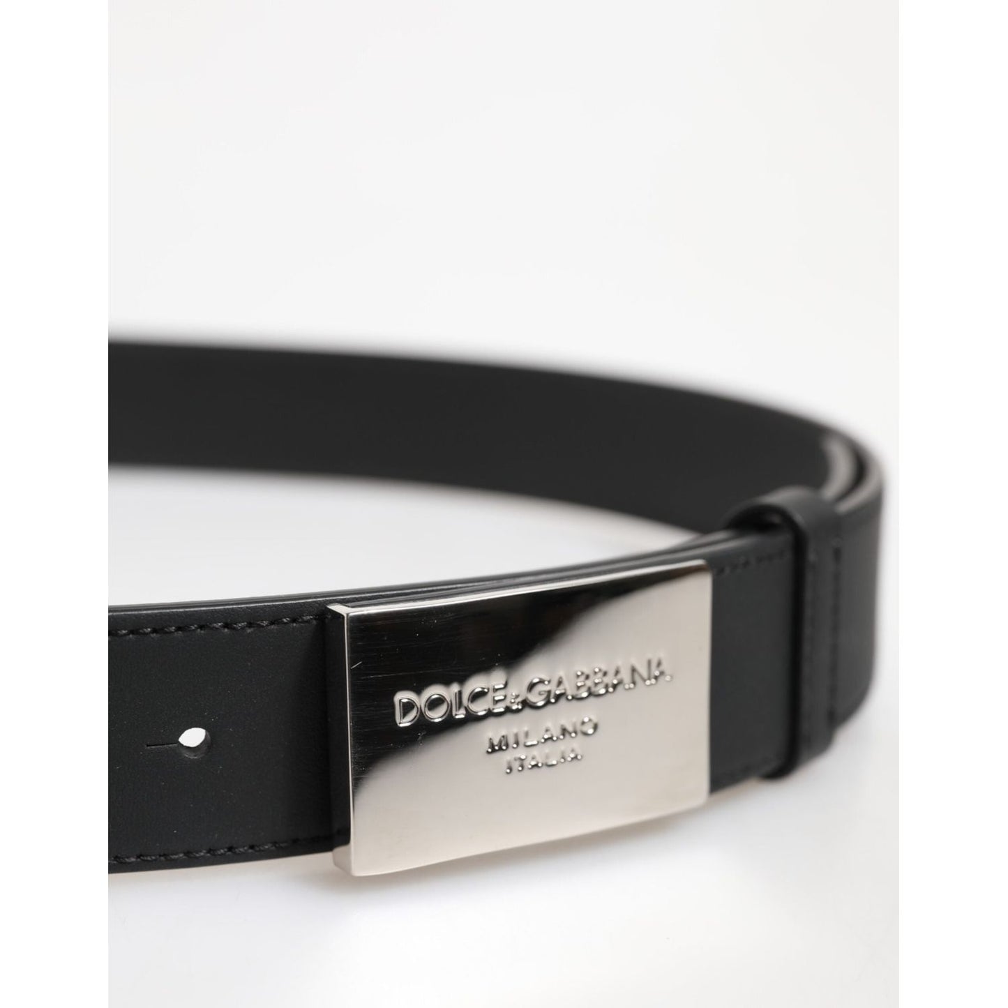 Dolce & Gabbana Black Leather Classic Metal Logo Buckle Belt BEL9268-90