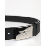 Dolce & Gabbana Black Leather Classic Metal Logo Buckle Belt BEL9268-90