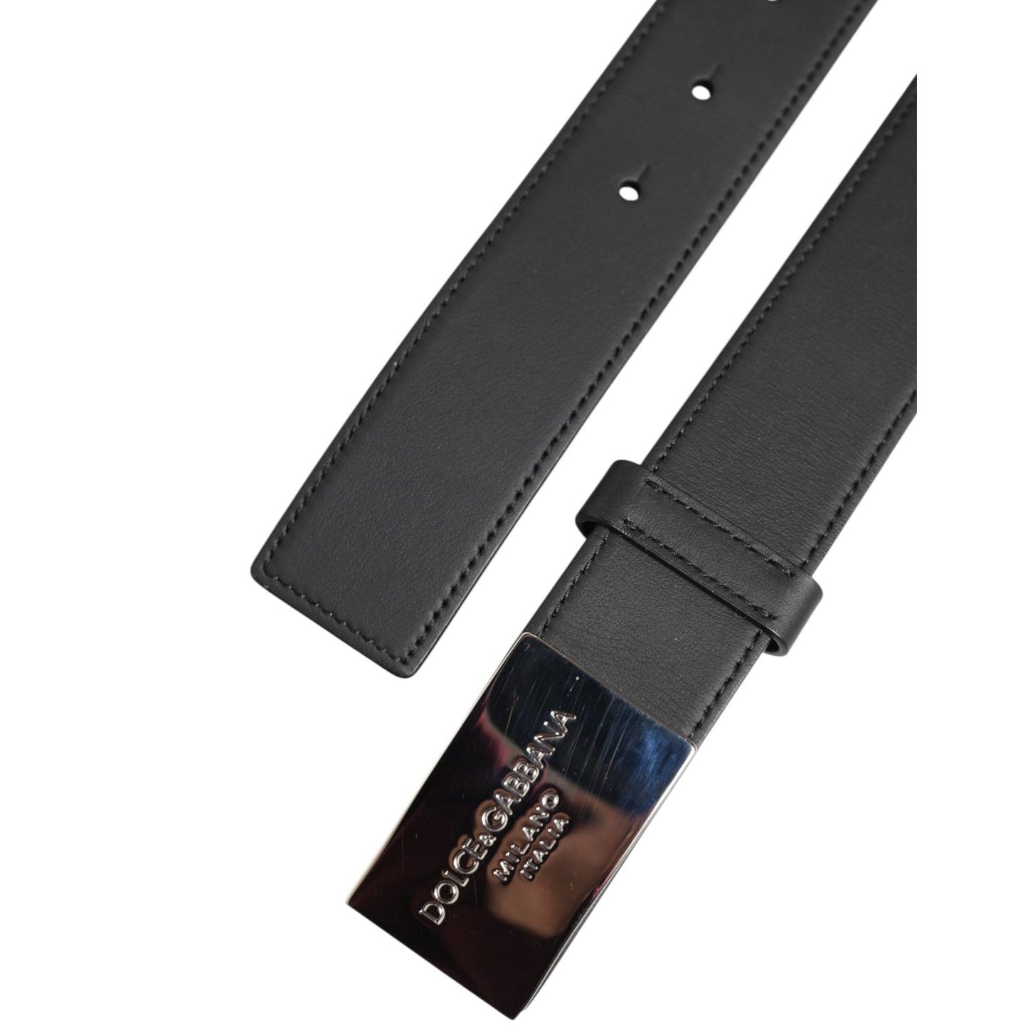 Dolce & Gabbana Black Leather Classic Metal Logo Buckle Belt BEL9268-90