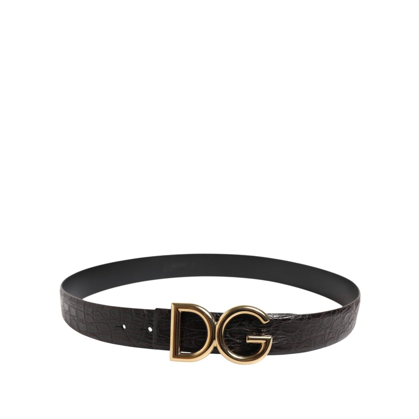 Dolce & Gabbana Black Exotic Leather DG Logo Buckle Belt BEL9376-85