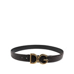 Dolce & Gabbana Black Exotic Leather DG Logo Buckle Belt BEL9376-85