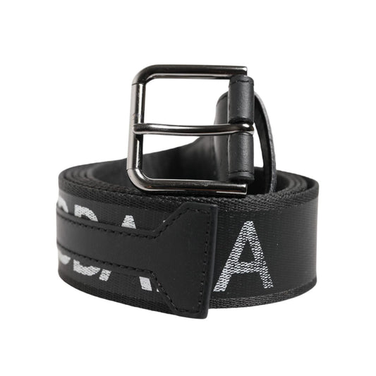 Dolce & Gabbana Black Polyester Leather Metal Buckle Belt BEL9499-110