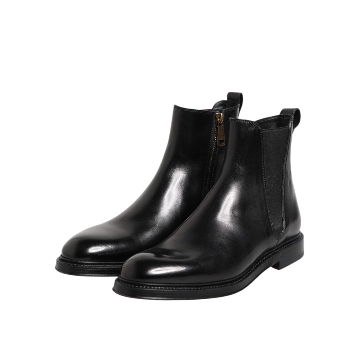 Dolce & Gabbana Black Chelsea Leather Mid Calf Boots Shoes MV7736-40