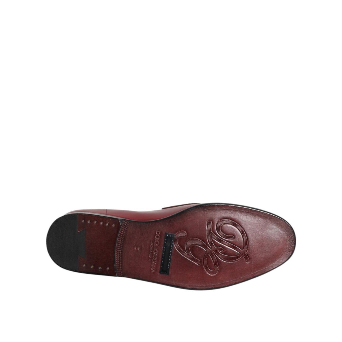 Dolce & Gabbana Burgundy Leather Formal Slip On Shoes