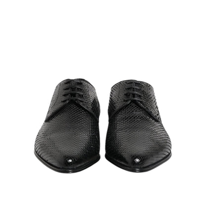 Dolce & Gabbana Black Exotic Leather Lace Up Derby Shoes