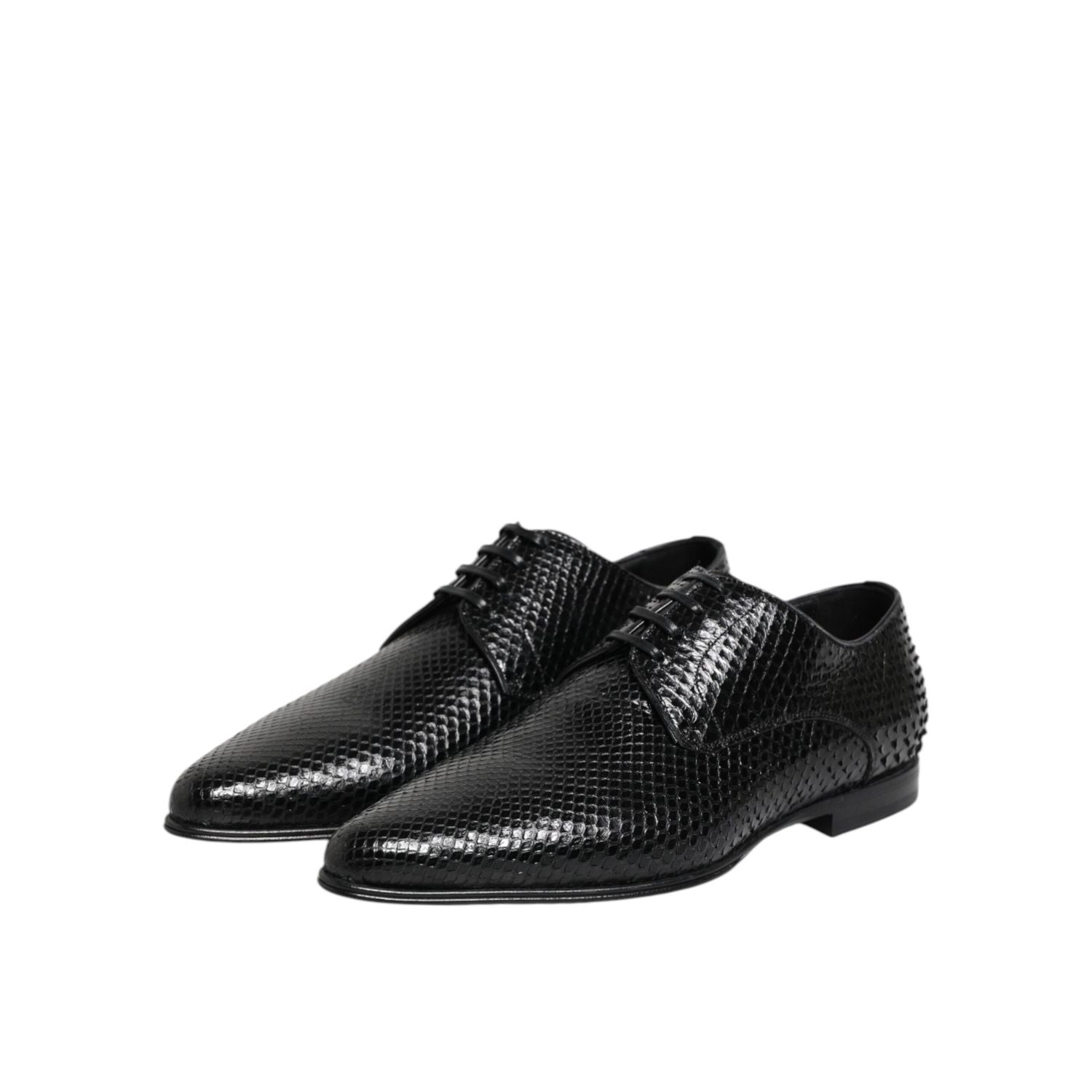 Dolce & Gabbana Black Exotic Leather Lace Up Derby Shoes