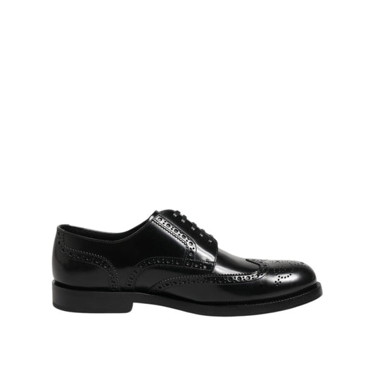 Dolce & Gabbana Black Leather Derby Wingtip Formal Shoes MV7523-40