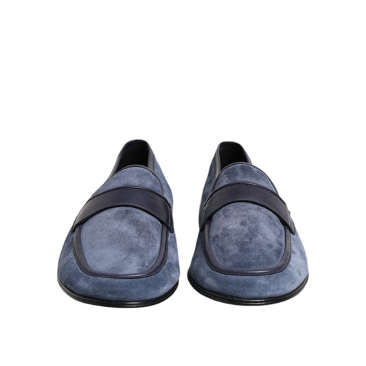 Dolce & Gabbana Blue Suede Leather Loafers Moccasin Shoes MV7536-43