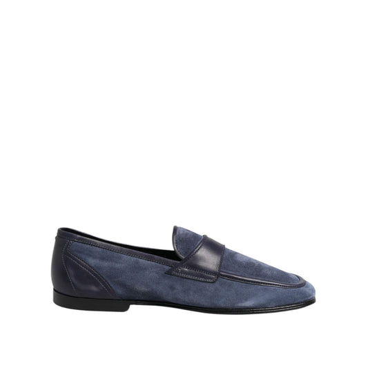 Dolce & Gabbana Blue Suede Leather Loafers Moccasin Shoes MV7536-43