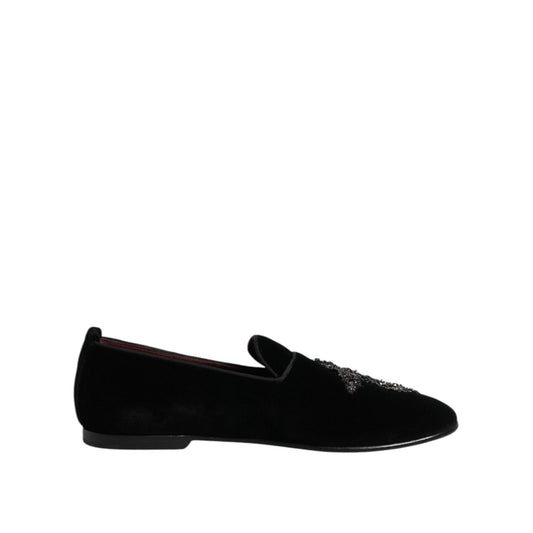 Dolce & Gabbana Black Suede Cross Slip On Loafers Dress Shoes MV7625-39