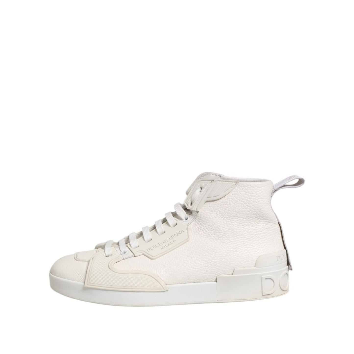 Dolce & Gabbana White Leather Mid Top Sneakers Shoes MV7537-42.5