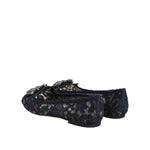 Dolce & Gabbana Blue Taormina Lace Crystals Flats Shoes LA12405-34