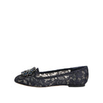 Dolce & Gabbana Blue Taormina Lace Crystals Flats Shoes LA12405-34