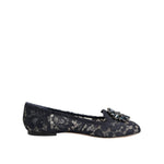Dolce & Gabbana Blue Taormina Lace Crystals Flats Shoes LA12405-34