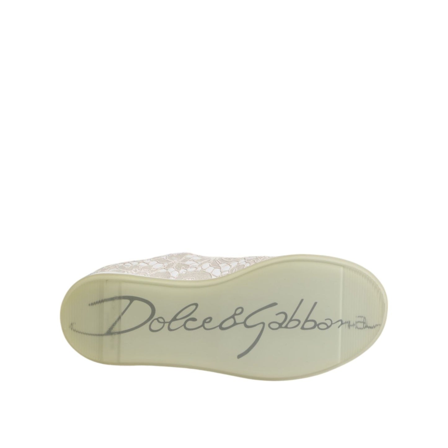 Dolce & Gabbana White Lace Leather Low Top Sneaker Shoes