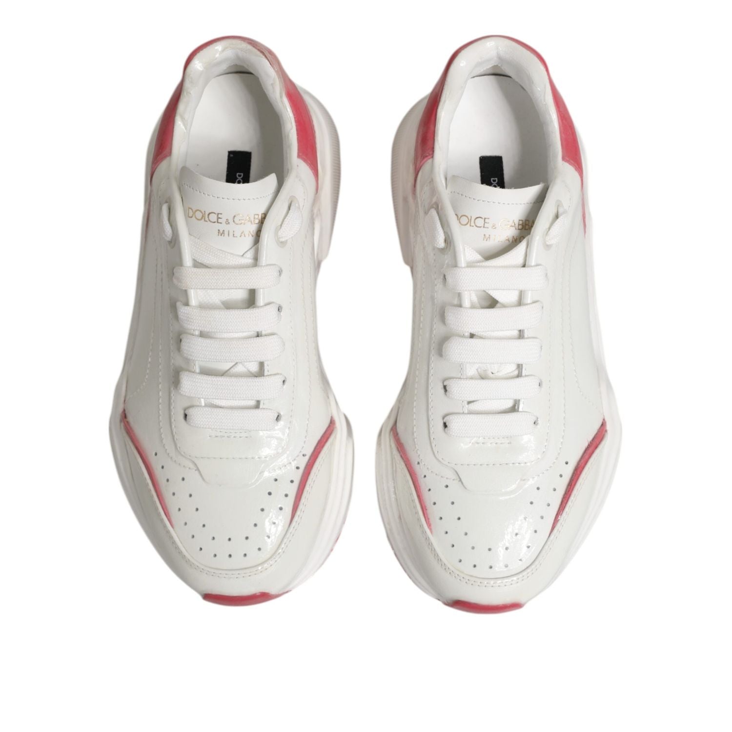 Dolce & Gabbana White Pink Daymaster Low Top Sneakers Shoes