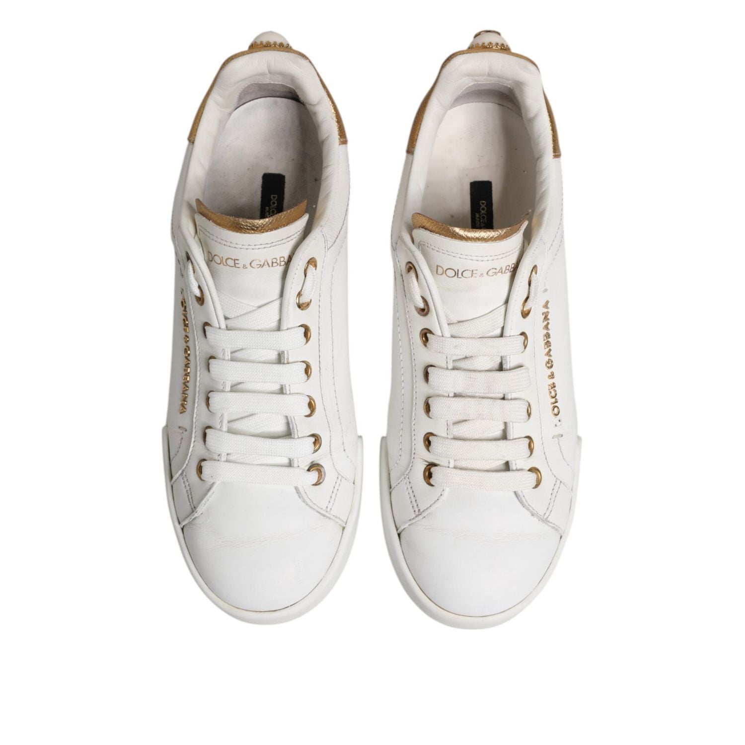 Dolce & Gabbana White Leather Low Top Women Sneakers Shoes
