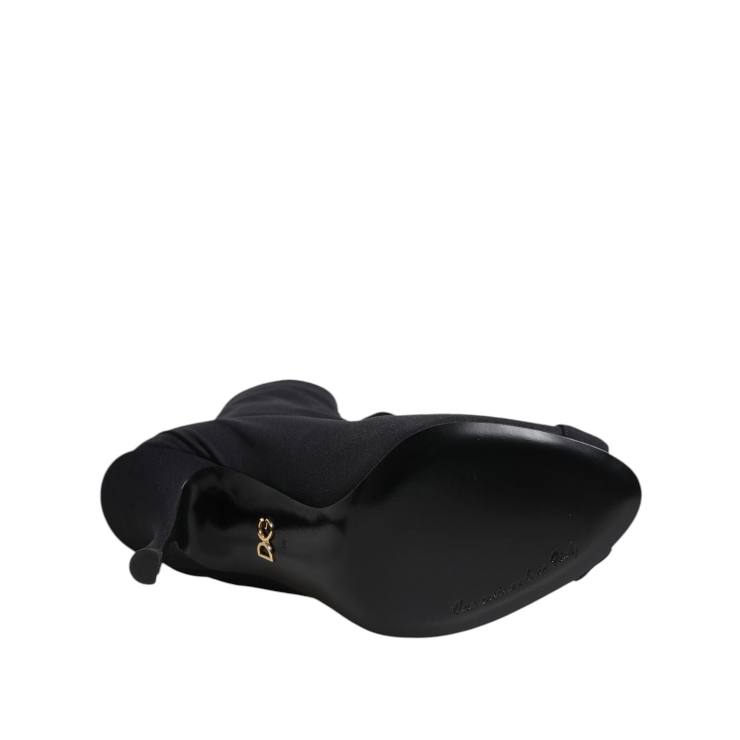 Dolce & Gabbana Black Stiletto Heels Lace Up Boots Shoes