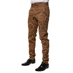 Dolce & Gabbana Brown Floral Jacquard Men Skinny Trouser Pants PAN76619-48