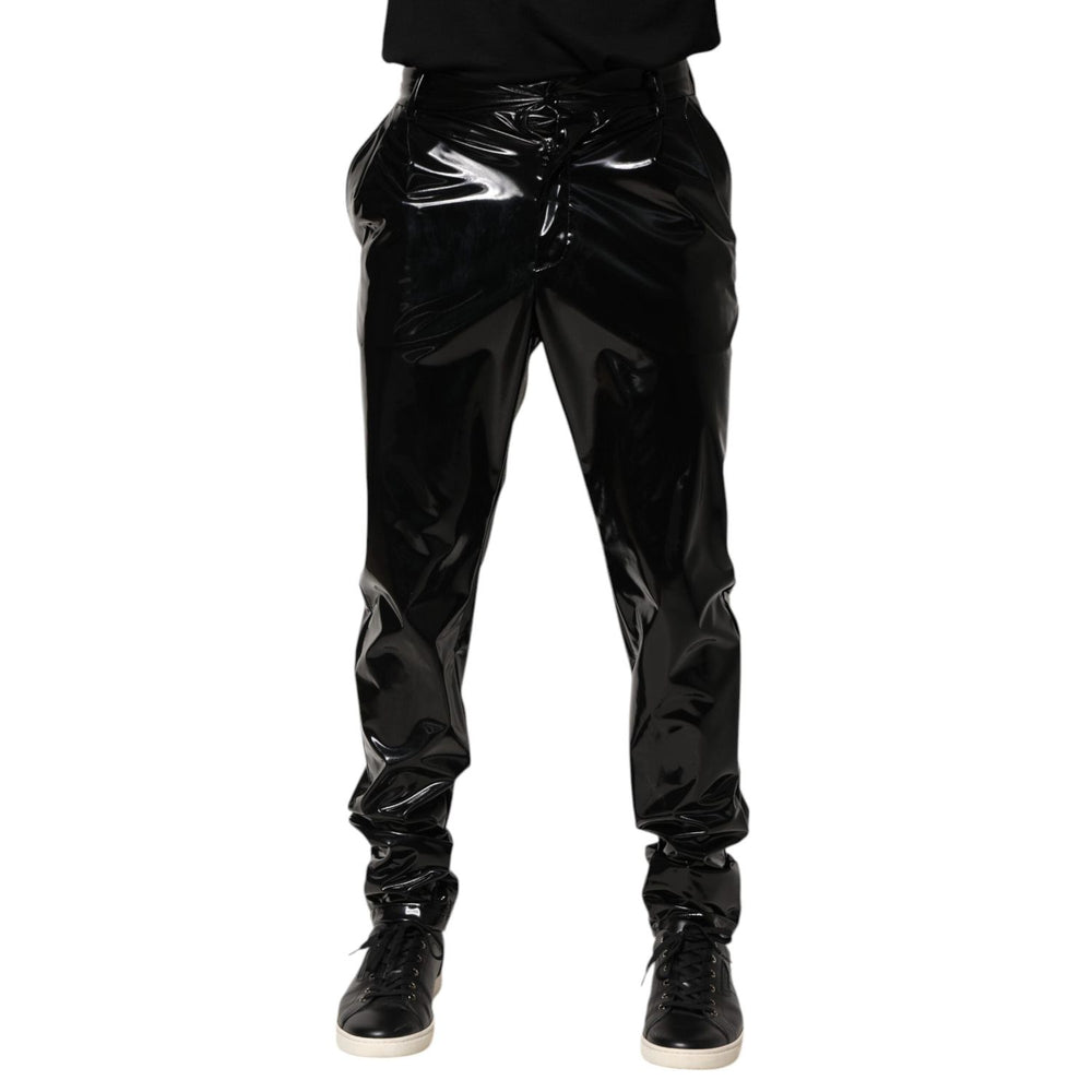 Dolce & Gabbana Black Polyester Mid Waist Men Trouser Pants PAN76626-48