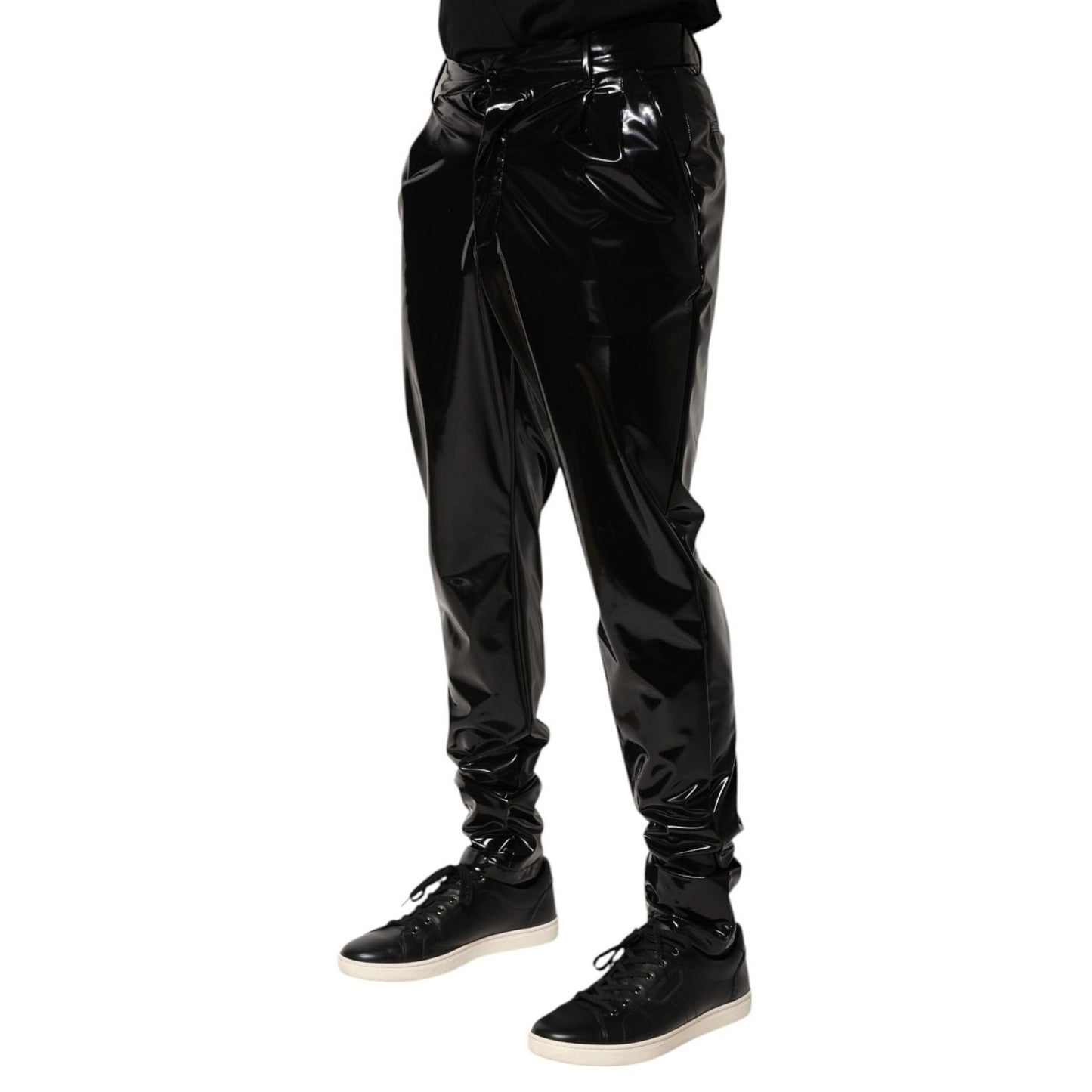 Dolce & Gabbana Black Polyester Mid Waist Men Trouser Pants PAN76626-48