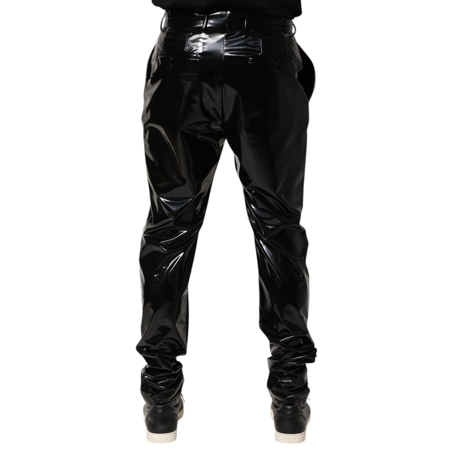 Dolce & Gabbana Black Polyester Mid Waist Men Trouser Pants PAN76626-48