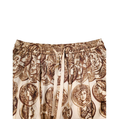 Dolce & Gabbana Beige Coin Print Silk Twill Men Jogger Pants