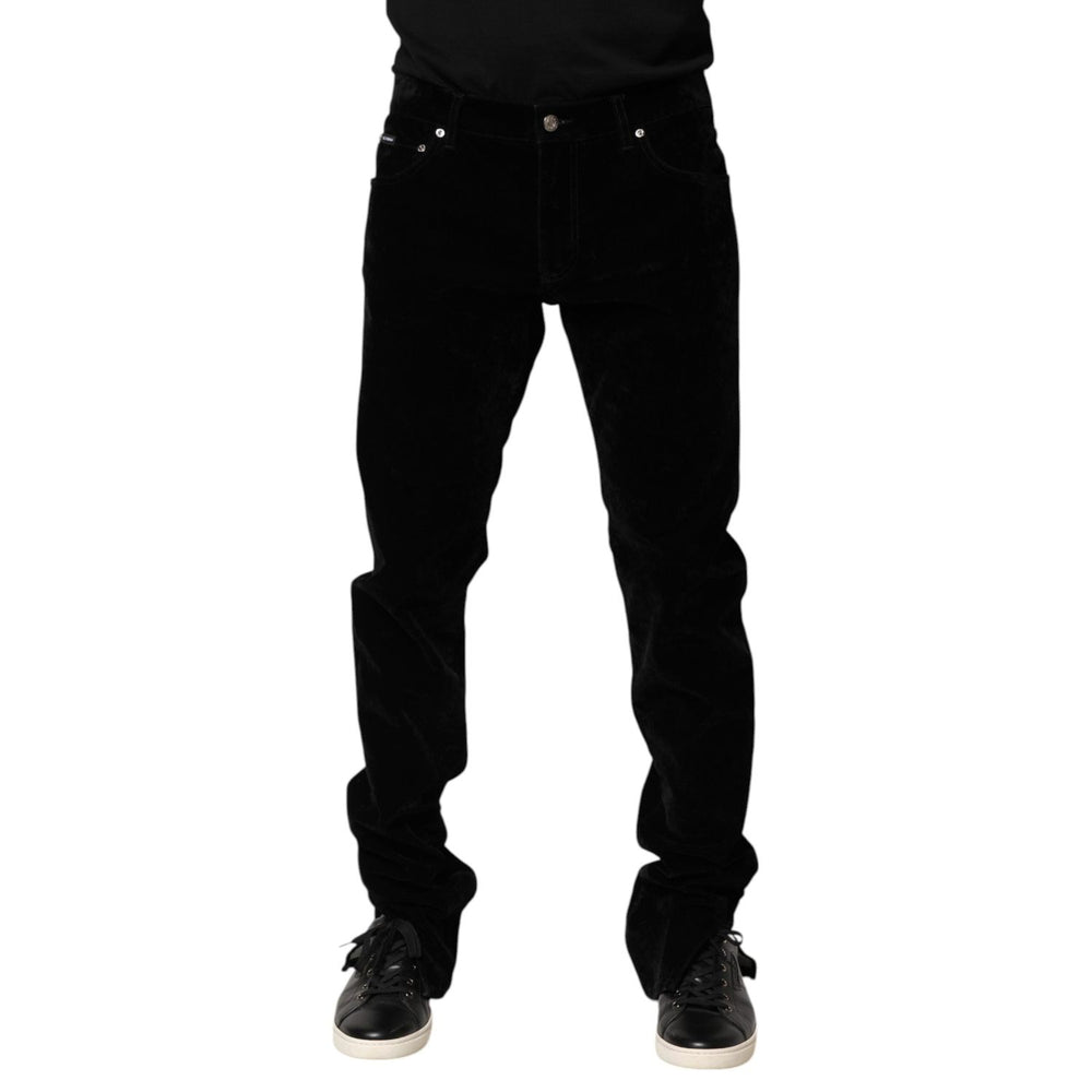 Dolce & Gabbana Black Cotton Men Dress Formal Trouser Pants PAN76630-52