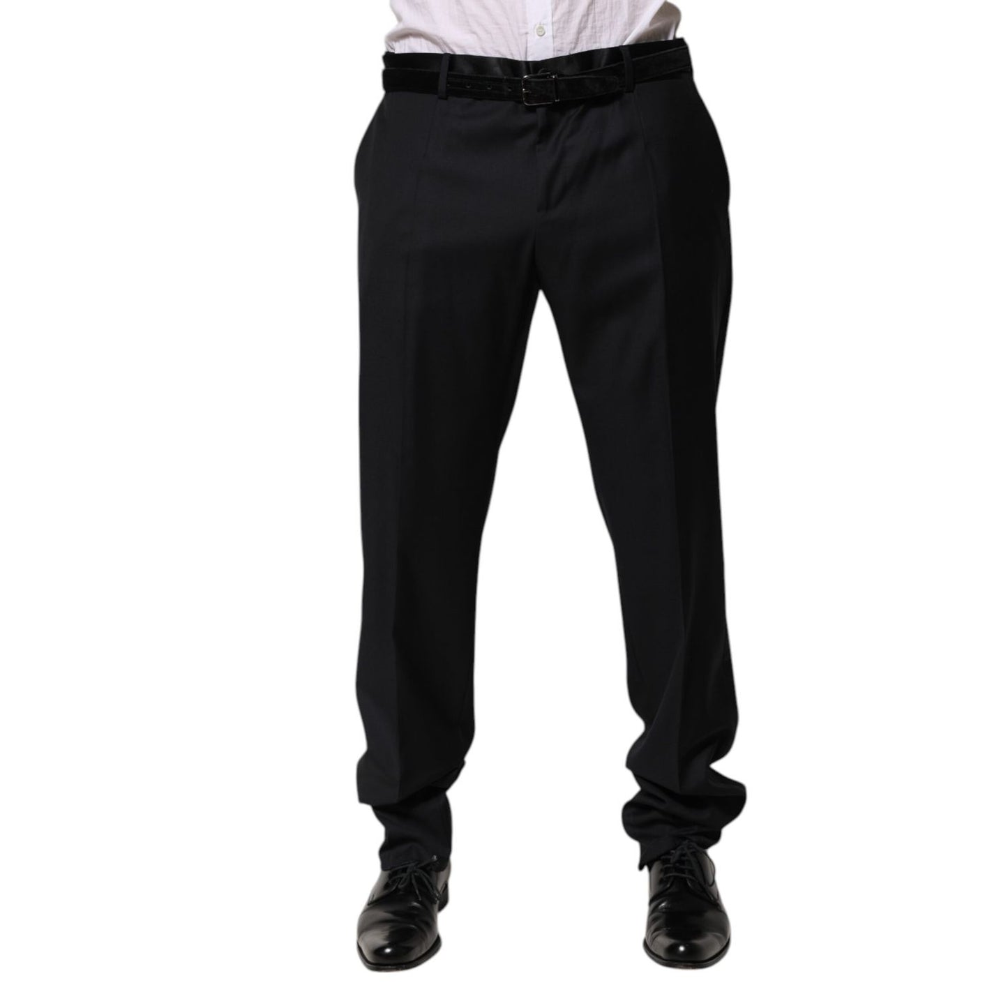 Dolce & Gabbana Black Wool Men Formal Dress Trouser Pants