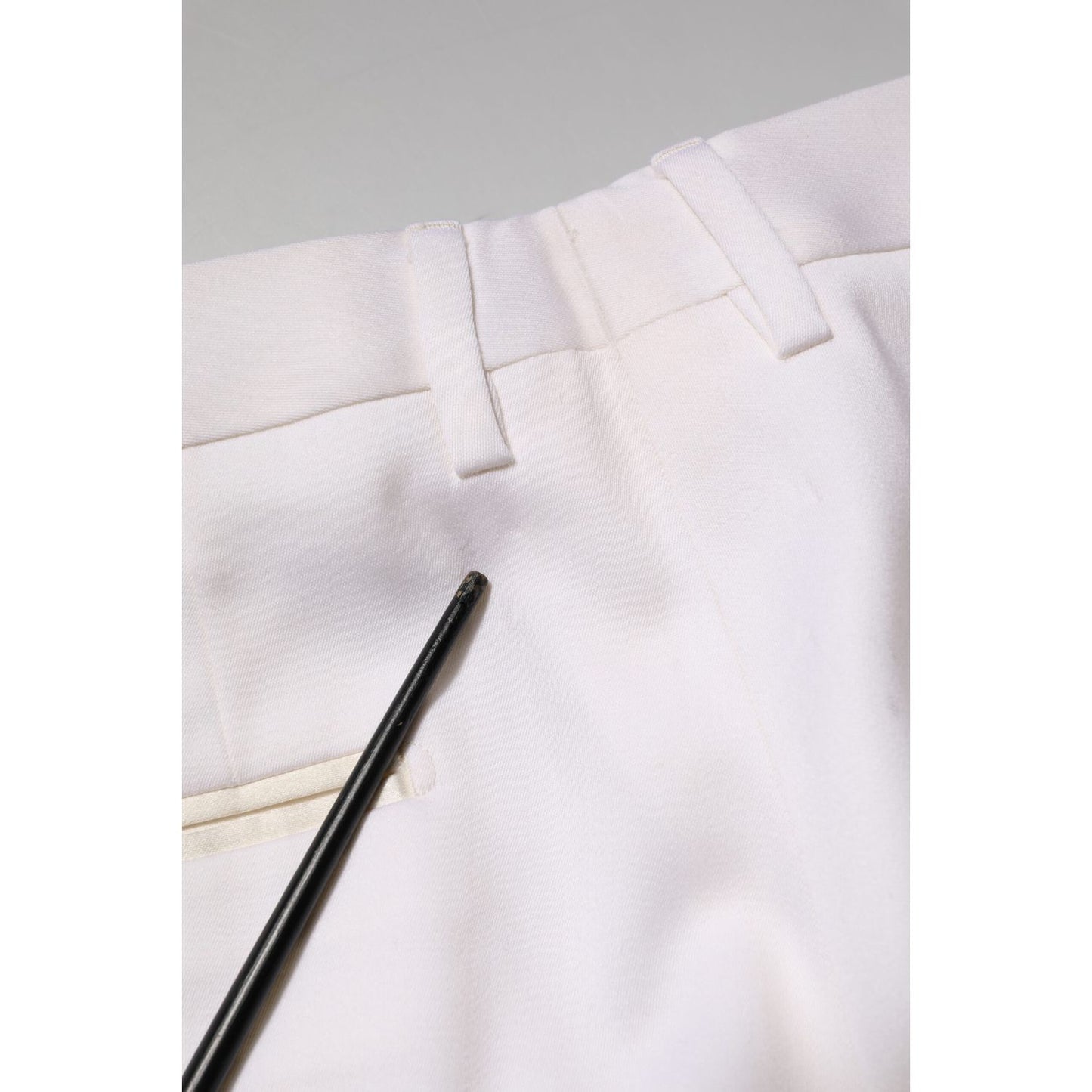 Dolce & Gabbana White Polyester Tapered Formal Trouser Pants