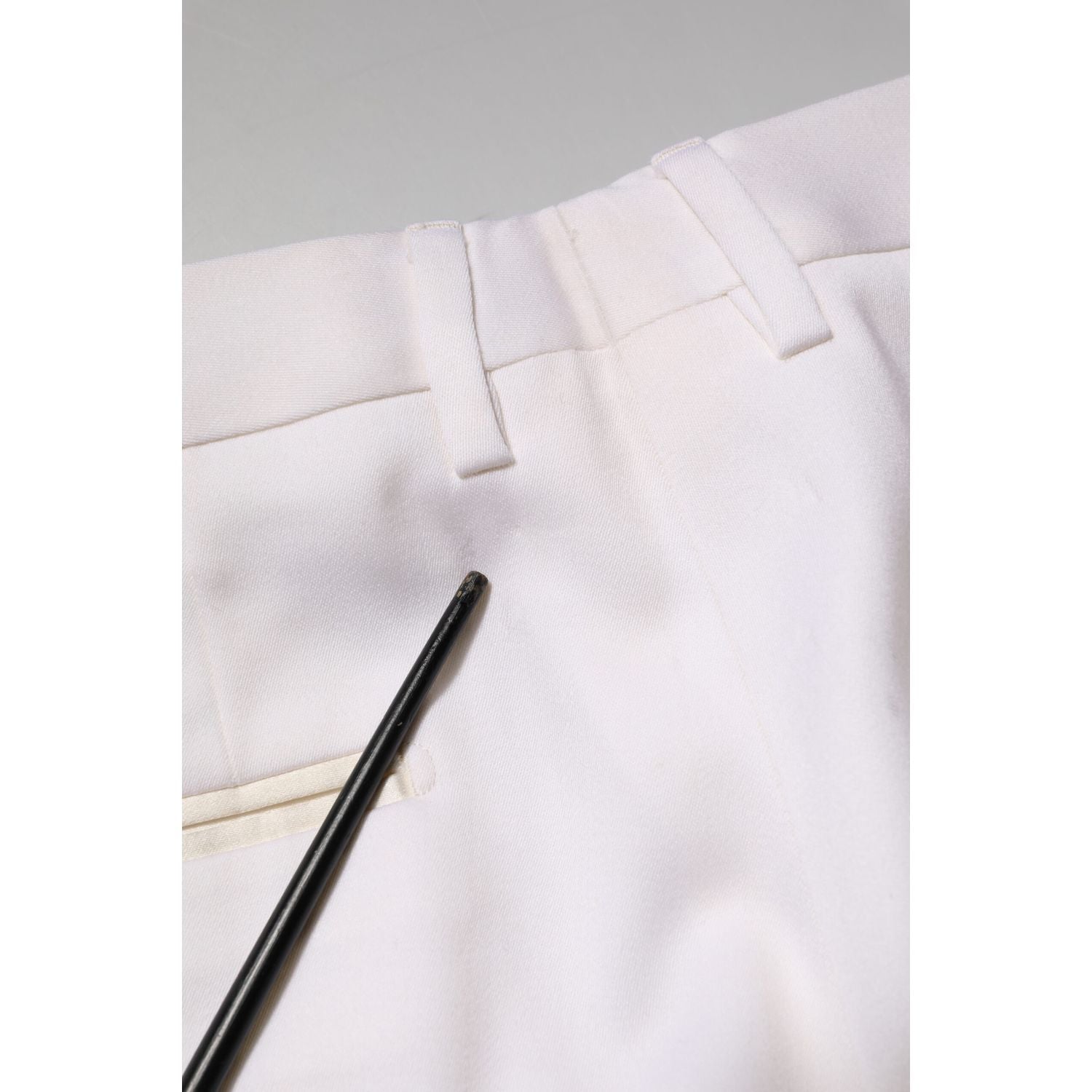 Dolce & Gabbana White Polyester Tapered Formal Trouser Pants