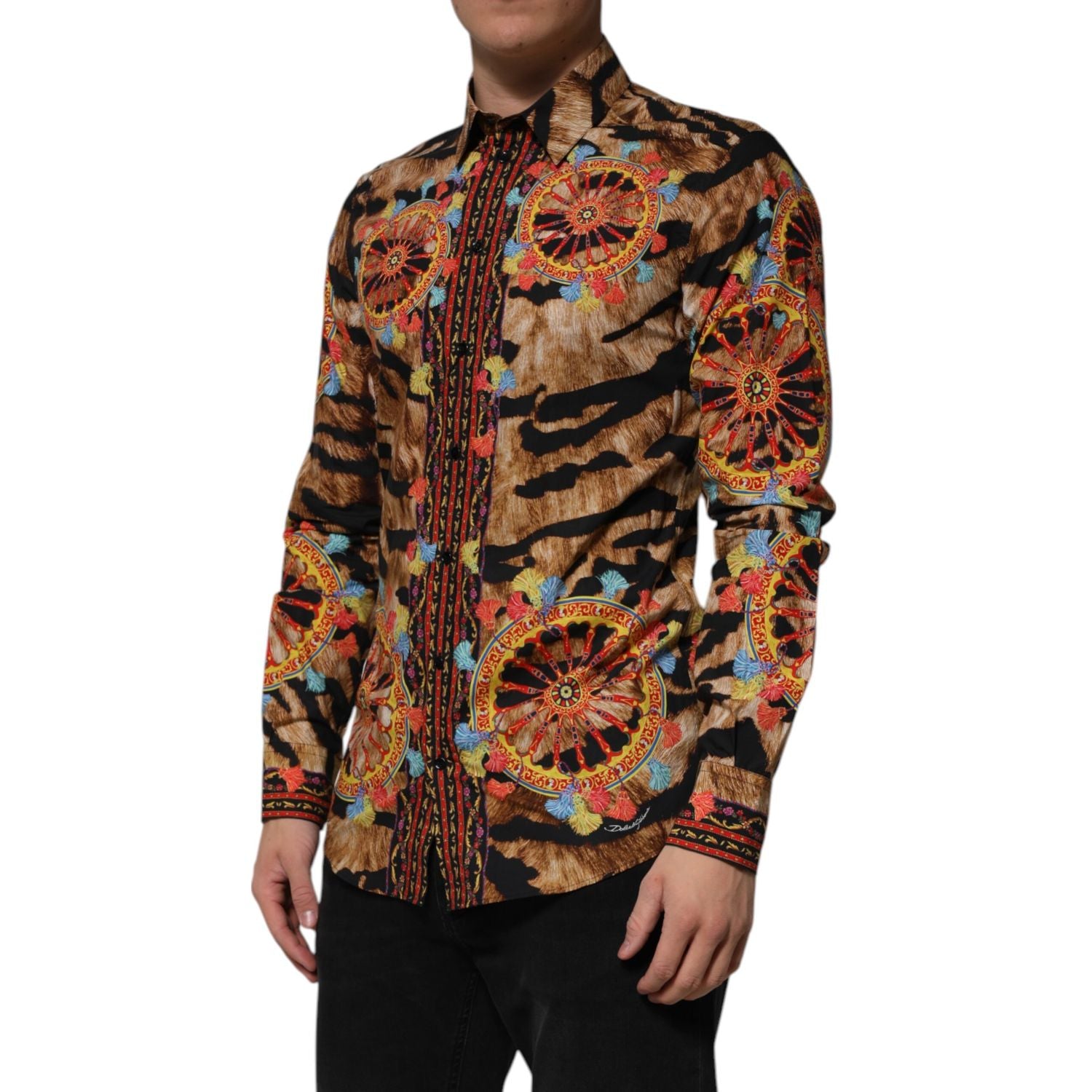Dolce & Gabbana GOLD Cotton Tiger Carretto Long Sleeve Shirt