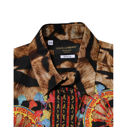 Dolce & Gabbana GOLD Cotton Tiger Carretto Long Sleeve Shirt
