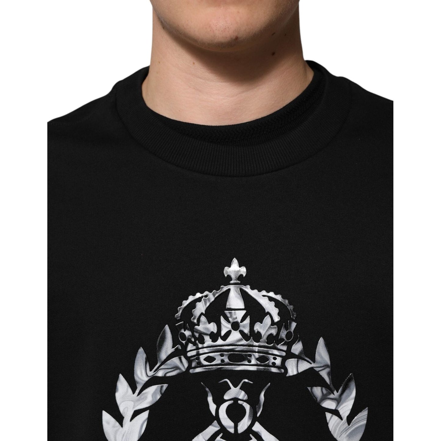 Dolce & Gabbana Black Cotton DG Logo Crew Sweatshirt Sweater TSH90785-54