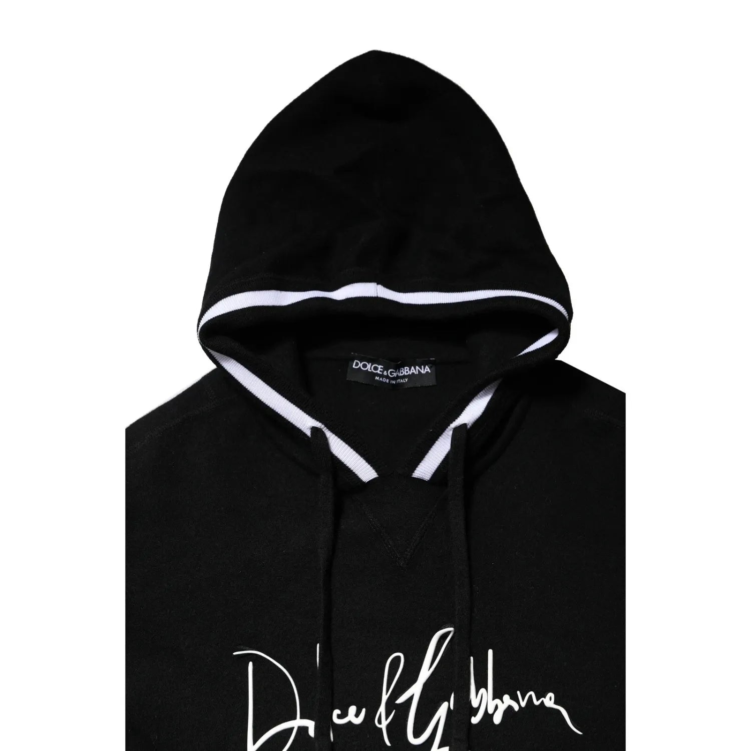 Dolce & Gabbana Black Hooded Logo Print Sweatshirt Sweater