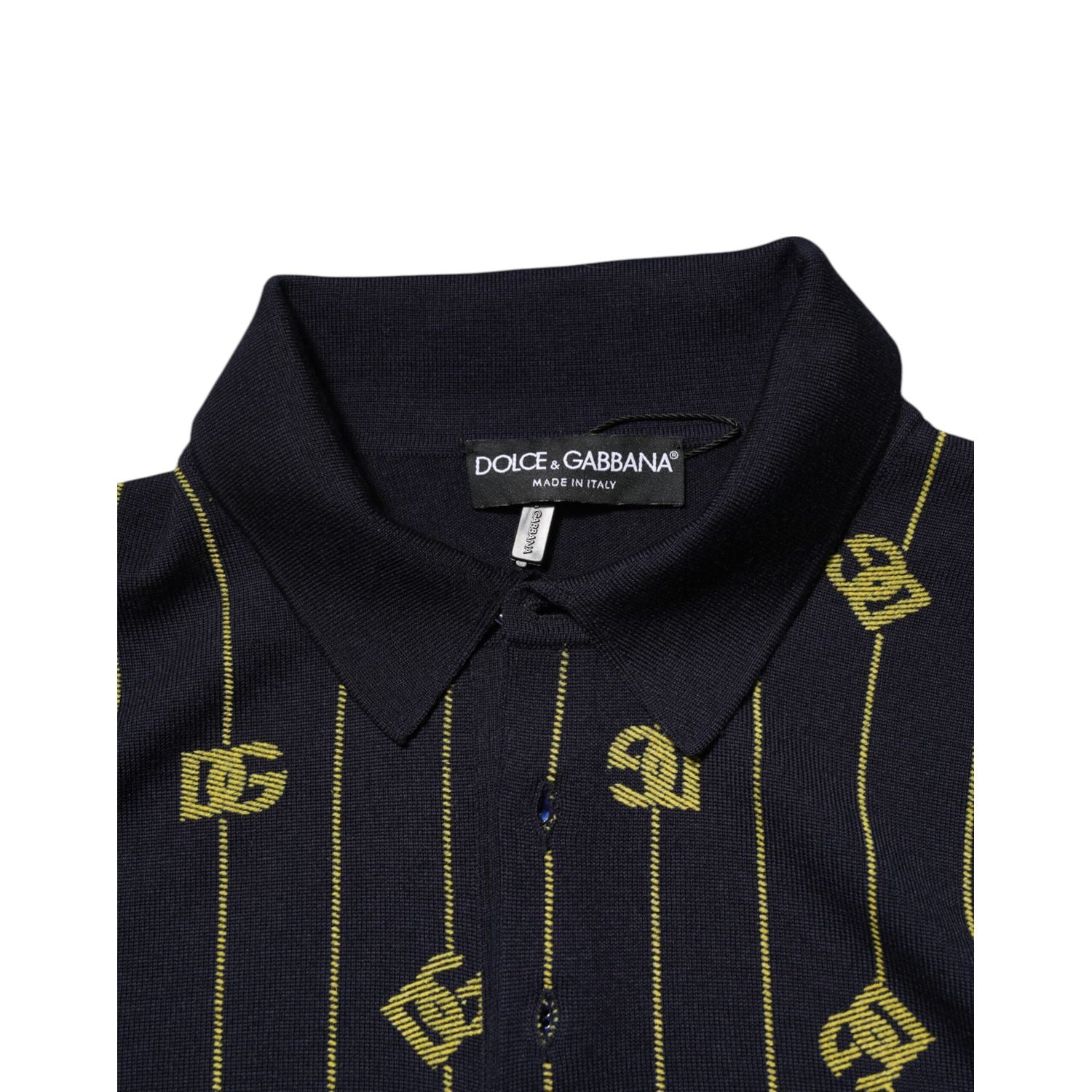 Dolce & Gabbana Black Logo Jacquard Knitted Polo Shirt T-shirt
