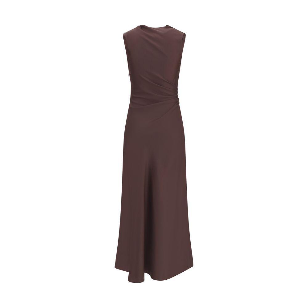 Loulou De Saison Silk midi Dress LO-ROANBROWN-S