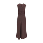 Loulou De Saison Silk midi Dress LO-ROANBROWN-S