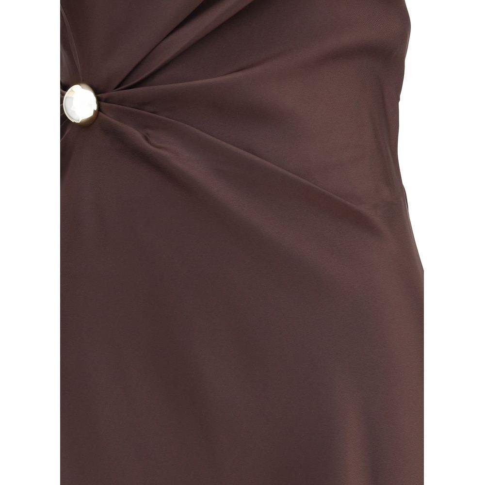 Loulou De Saison Silk midi Dress LO-ROANBROWN-S
