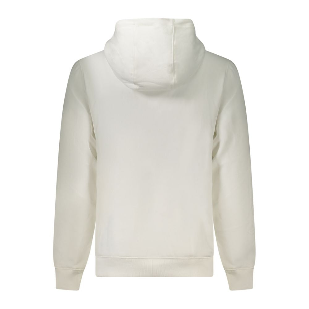 Tommy Hilfiger White Cotton Men Sweater with hood, showcasing back view and comfortable fit.