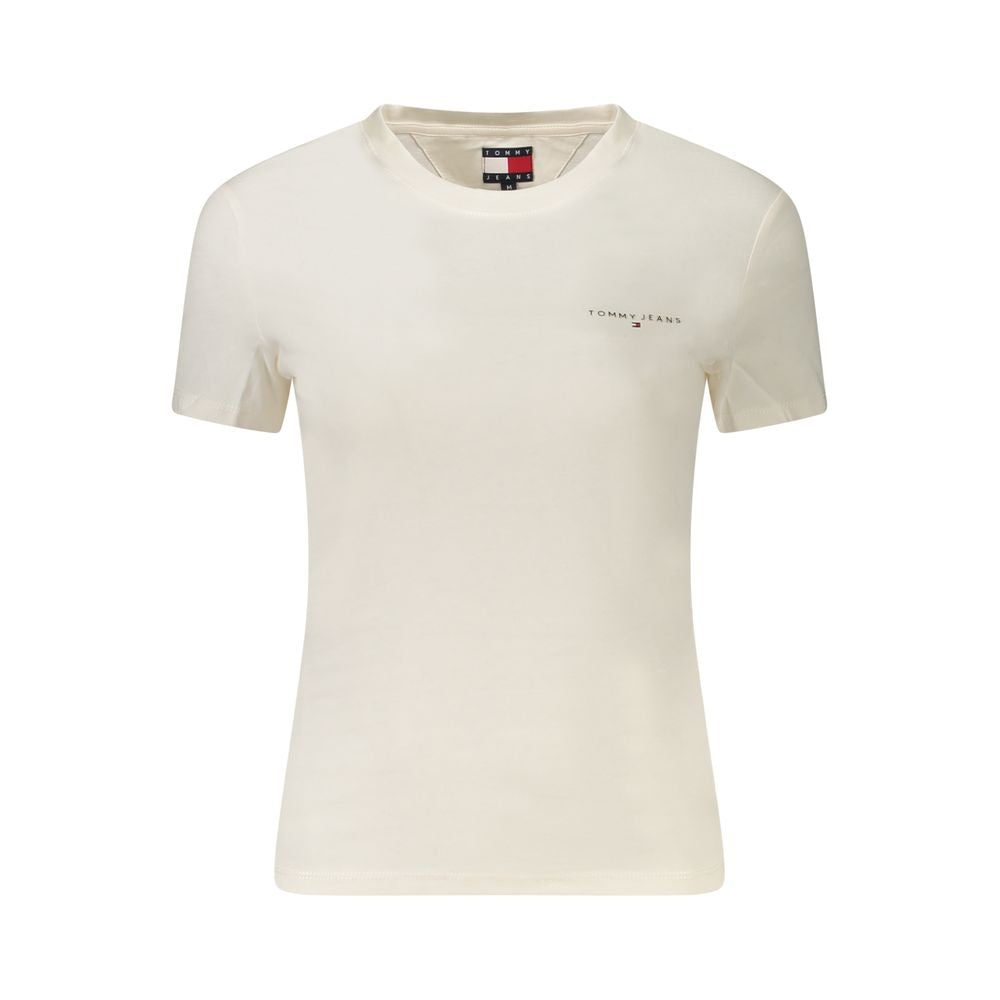 Tommy Hilfiger White Cotton Women T-Shirt with logo, crew neck, sustainable fabric