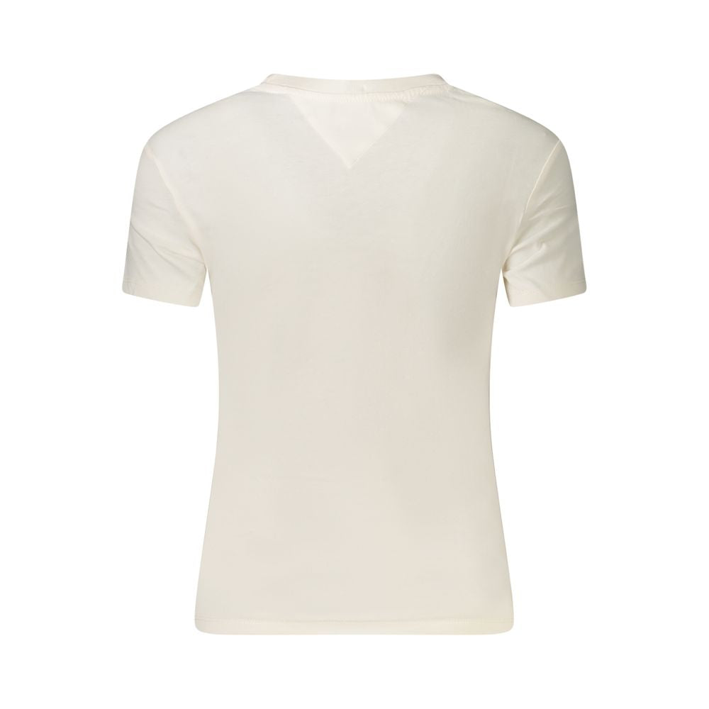 Tommy Hilfiger White Cotton Women T-Shirt, back view, eco-friendly fashion with signature logo accent and casual sophistication.