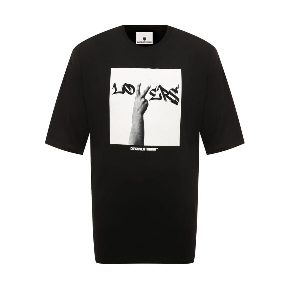 Diego Venturino Black Cotton T-Shirt DI-15876-M