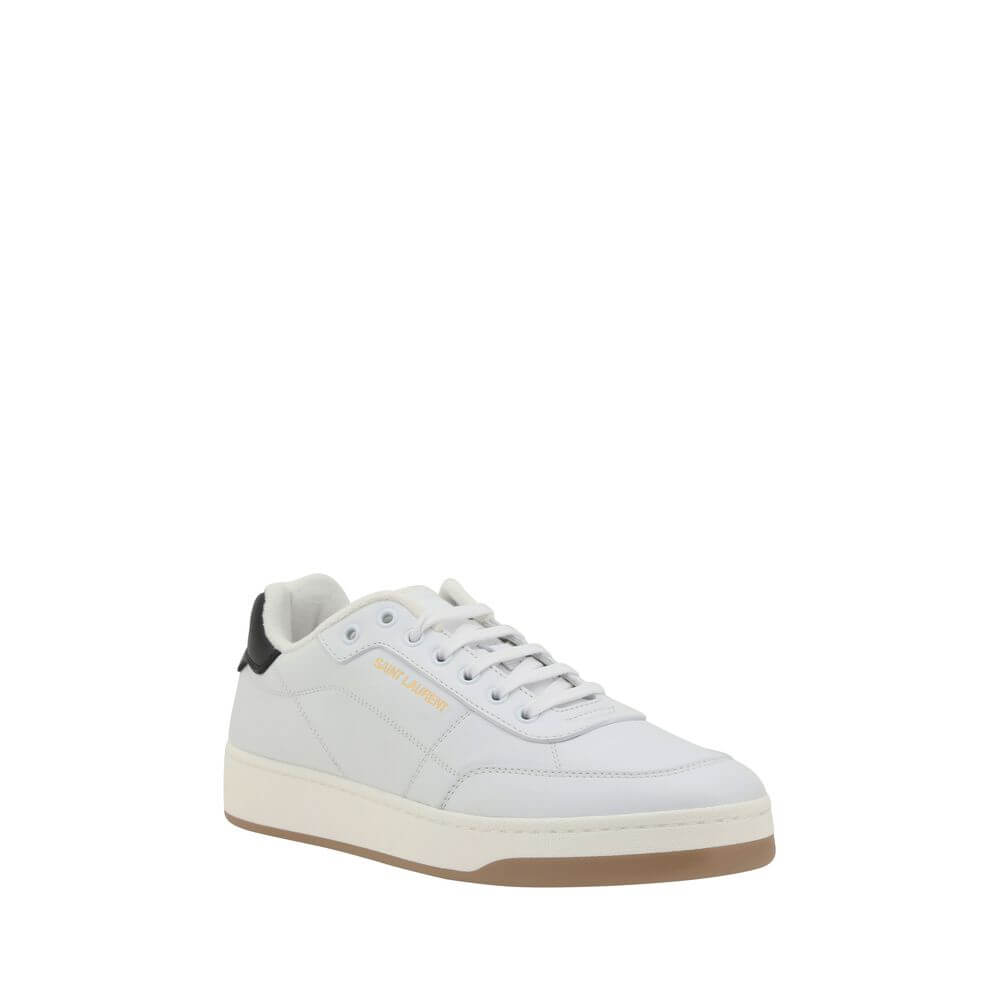 Saint Laurent White Calf Leather Bos Taurus Low Top Sneakers