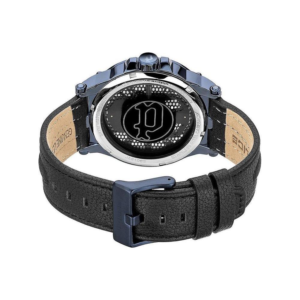 Police Black Leather Dress Watch
