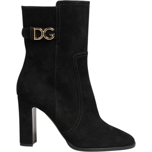 Dolce & Gabbana Black Suede Leather Mid Calf Boots Shoes 1728,67345645728,Black,Boots - Women - Shoes,Dolce & Gabbana,EU37/US6.5,Material: 10% Elastane 25% Polyester 31% Viscose 34% Calf,New with tags,Shoes,Women,Women - Shoes LA12868-37