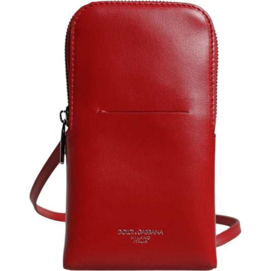 Dolce & Gabbana Red Leather Purse Phone Sling Crossbody Neck Strap Bag 1728,67345645728,Bags,Bags - Men - Bags,Dolce & Gabbana,Material: 70% Calfskin Leather 30% Viscose,Men,Men - Bags,New with tags,Red BAG4663