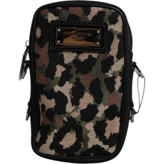Dolce & Gabbana Multicolor Leopard Jacquard Logo Plaque Neck Strap Bag 1728,67345645728,Bags,Bags - Men - Bags,Dolce & Gabbana,Material: 40% Cotton 30% Polyester 15% Nylon 10% Calfskin 5% Polycarbonate,Men,Men - Bags,Multicolor,Preowned / Defect BAG4665
